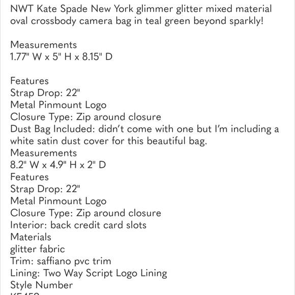 Kate Spade Teal Glitter Crossbody Bag - Picture 11 of 11